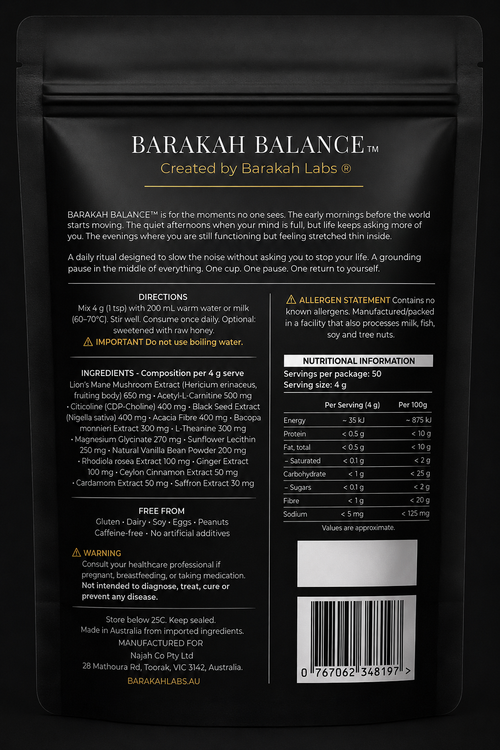 Barakah Balance™ Chai Saffron | Premium Botanical Superfood Blend | 50 Serves