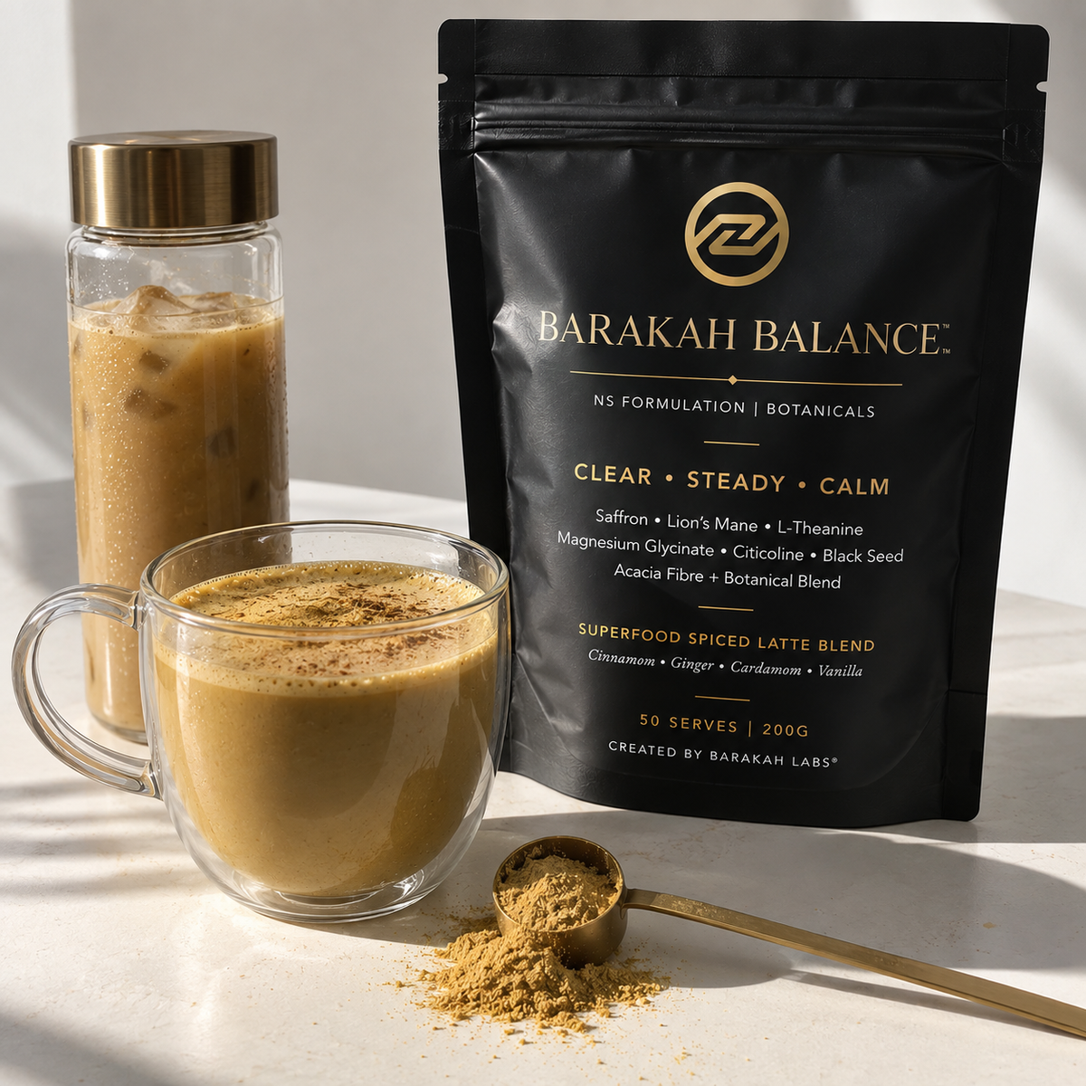 Barakah Balance™ Chai Saffron | Premium Botanical Superfood Blend | 50 Serves