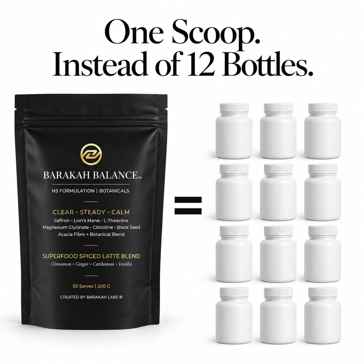 Barakah Balance™ Chai-Safran | Premium-Botanical-Superfood-Mischung | 50 Portionen